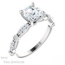 14k White Gold Asscher Cut Forever One Engagement Ring Setting #GTJ904-asscher-fo-w 4 14k White Gold Asscher Cut Forever One Engagement Ring Setting #GTJ904-asscher-fo-w