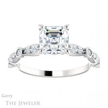 14k White Gold Asscher Cut Forever One Engagement Ring Setting #GTJ904-asscher-fo-w 1 14k White Gold Asscher Cut Forever One Engagement Ring Setting #GTJ904-asscher-fo-w