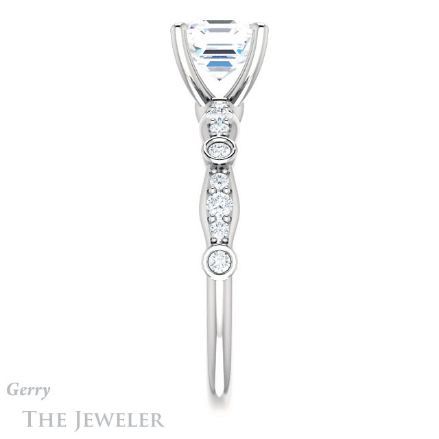 14k White Gold Asscher Cut Forever One Engagement Ring Setting #GTJ904-asscher-fo-w 3 14k White Gold Asscher Cut Forever One Engagement Ring Setting #GTJ904-asscher-fo-w