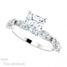 14k White Gold Asscher Cut Forever One Engagement Ring Setting #GTJ904-asscher-fo-w 5 14k White Gold Asscher Cut Forever One Engagement Ring Setting #GTJ904-asscher-fo-w