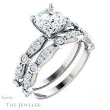 14k White Gold Asscher Cut Forever One Engagement Ring Setting #GTJ904-asscher-fo-w 6 14k White Gold Asscher Cut Forever One Engagement Ring Setting #GTJ904-asscher-fo-w