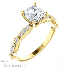 14k Yellow Gold Asscher Cut Forever One Engagement Ring Setting #GTJ904-asscher-fo-y 4 14k Yellow Gold Asscher Cut Forever One Engagement Ring Setting #GTJ904-asscher-fo-y