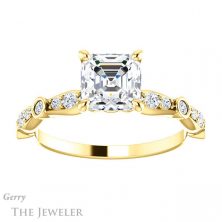 14k Yellow Gold Asscher Cut Forever One Engagement Ring Setting #GTJ904-asscher-fo-y 1 14k Yellow Gold Asscher Cut Forever One Engagement Ring Setting #GTJ904-asscher-fo-y