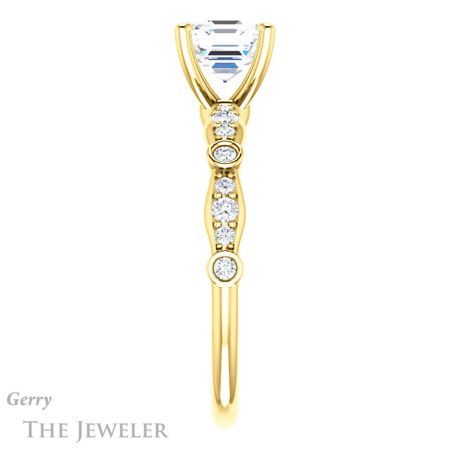 14k Yellow Gold Asscher Cut Forever One Engagement Ring Setting #GTJ904-asscher-fo-y 3 14k Yellow Gold Asscher Cut Forever One Engagement Ring Setting #GTJ904-asscher-fo-y