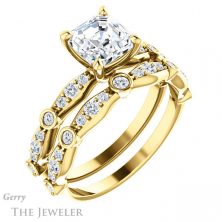 14k Yellow Gold Asscher Cut Forever One Engagement Ring Setting #GTJ904-asscher-fo-y 6 14k Yellow Gold Asscher Cut Forever One Engagement Ring Setting #GTJ904-asscher-fo-y
