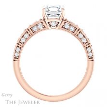 14k Rose Gold Asscher Cut Forever One Engagement Ring Setting #GTJ905-asscher-fo-r
