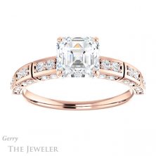 14k Rose Gold Asscher Cut Forever One Engagement Ring Setting #GTJ905-asscher-fo-r