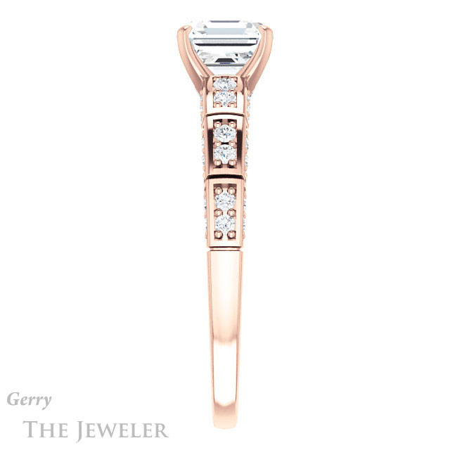 14k Rose Gold Asscher Cut Forever One Engagement Ring Setting #GTJ905-asscher-fo-r