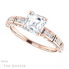 14k Rose Gold Asscher Cut Forever One Engagement Ring Setting #GTJ905-asscher-fo-r