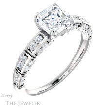 14k White Gold Asscher Cut Forever One Engagement Ring Setting #GTJ905-asscher-fo-w
