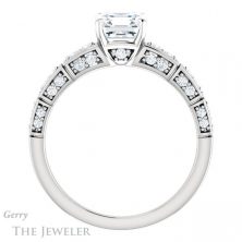 14k White Gold Asscher Cut Forever One Engagement Ring Setting #GTJ905-asscher-fo-w
