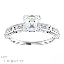 14k White Gold Asscher Cut Forever One Engagement Ring Setting #GTJ905-asscher-fo-w