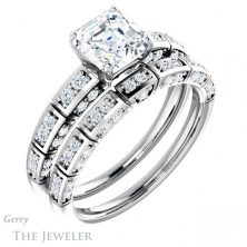 14k White Gold Asscher Cut Forever One Engagement Ring Setting #GTJ905-asscher-fo-w