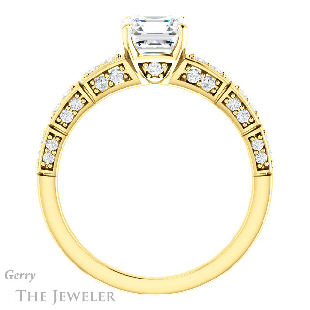 14k Yellow Gold Asscher Cut Forever One Engagement Ring Setting #GTJ905-asscher-fo-y