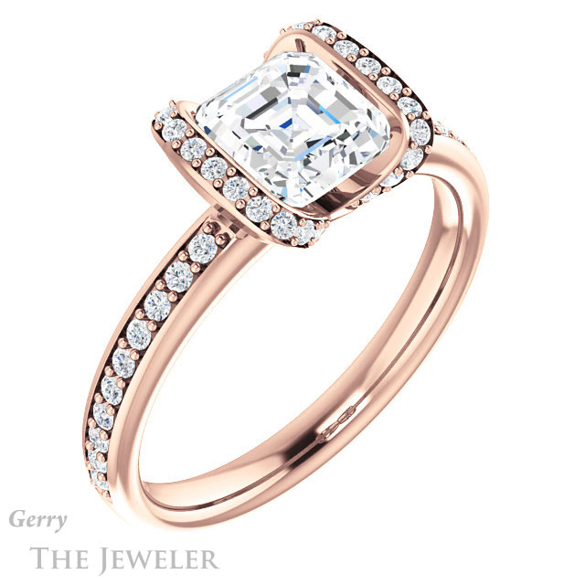 14k Rose Gold Asscher Cut Forever One Engagement Ring Setting #GTJ906-asscher-fo-r 4 14k Rose Gold Asscher Cut Forever One Engagement Ring Setting #GTJ906-asscher-fo-r