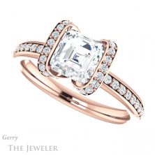 14k Rose Gold Asscher Cut Forever One Engagement Ring Setting #GTJ906-asscher-fo-r 5 14k Rose Gold Asscher Cut Forever One Engagement Ring Setting #GTJ906-asscher-fo-r
