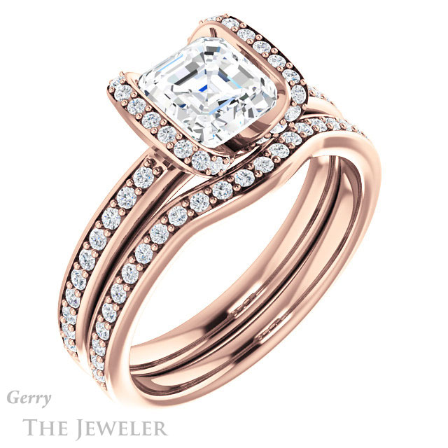 14k Rose Gold Asscher Cut Forever One Engagement Ring Setting #GTJ906-asscher-fo-r 6 14k Rose Gold Asscher Cut Forever One Engagement Ring Setting #GTJ906-asscher-fo-r