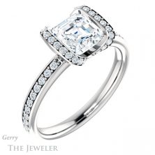 14k White Gold Asscher Cut Forever One Engagement Ring Setting #GTJ906-asscher-fo-w 4 14k White Gold Asscher Cut Forever One Engagement Ring Setting #GTJ906-asscher-fo-w