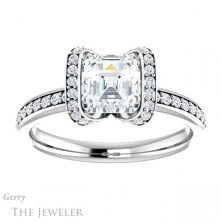 14k White Gold Asscher Cut Forever One Engagement Ring Setting #GTJ906-asscher-fo-w 1 14k White Gold Asscher Cut Forever One Engagement Ring Setting #GTJ906-asscher-fo-w