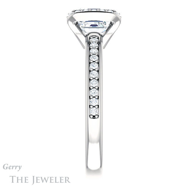 14k White Gold Asscher Cut Forever One Engagement Ring Setting #GTJ906-asscher-fo-w 3 14k White Gold Asscher Cut Forever One Engagement Ring Setting #GTJ906-asscher-fo-w