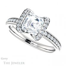 14k White Gold Asscher Cut Forever One Engagement Ring Setting #GTJ906-asscher-fo-w 5 14k White Gold Asscher Cut Forever One Engagement Ring Setting #GTJ906-asscher-fo-w
