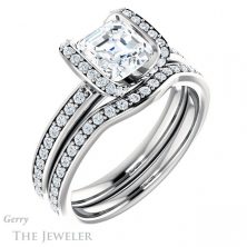14k White Gold Asscher Cut Forever One Engagement Ring Setting #GTJ906-asscher-fo-w 6 14k White Gold Asscher Cut Forever One Engagement Ring Setting #GTJ906-asscher-fo-w