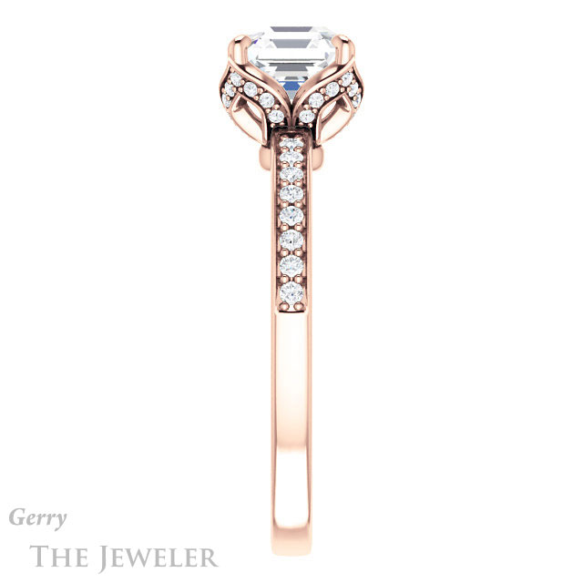 14k Rose Gold Asscher Cut Forever One Engagement Ring Setting #GTJ913-asscher-fo-r 3 14k Rose Gold Asscher Cut Forever One Engagement Ring Setting #GTJ913-asscher-fo-r