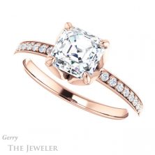14k Rose Gold Asscher Cut Forever One Engagement Ring Setting #GTJ913-asscher-fo-r 5 14k Rose Gold Asscher Cut Forever One Engagement Ring Setting #GTJ913-asscher-fo-r