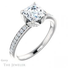14k White Gold Asscher Cut Forever One Engagement Ring Setting #GTJ913-asscher-fo-w