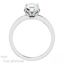 14k White Gold Asscher Cut Forever One Engagement Ring Setting #GTJ913-asscher-fo-w