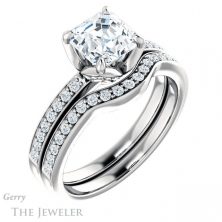 14k White Gold Asscher Cut Forever One Engagement Ring Setting #GTJ913-asscher-fo-w