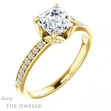14k Yellow Gold Asscher Cut Forever One Engagement Ring Setting #GTJ913-asscher-fo-y