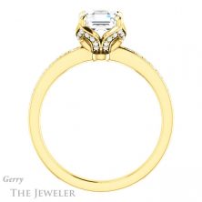 14k Yellow Gold Asscher Cut Forever One Engagement Ring Setting #GTJ913-asscher-fo-y