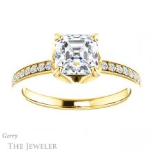 14k Yellow Gold Asscher Cut Forever One Engagement Ring Setting #GTJ913-asscher-fo-y