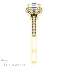 14k Yellow Gold Asscher Cut Forever One Engagement Ring Setting #GTJ913-asscher-fo-y