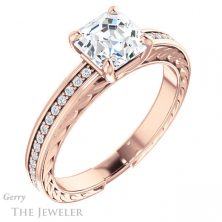 14k Rose Gold Asscher Cut Forever One Engagement Ring Setting #GTJ914-asscher-fo-r