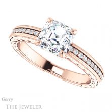 14k Rose Gold Asscher Cut Forever One Engagement Ring Setting #GTJ914-asscher-fo-r