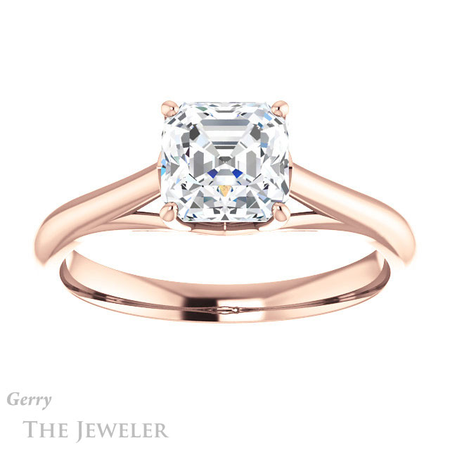 14k Rose Gold Asscher Cut Forever One Engagement Ring Setting #GTJ916-asscher-fo-r