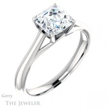 14k White Gold Asscher Cut Forever One Engagement Ring Setting #GTJ916-asscher-fo-w 4 14k White Gold Asscher Cut Forever One Engagement Ring Setting #GTJ916-asscher-fo-w