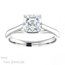 14k White Gold Asscher Cut Forever One Engagement Ring Setting #GTJ916-asscher-fo-w 1 14k White Gold Asscher Cut Forever One Engagement Ring Setting #GTJ916-asscher-fo-w
