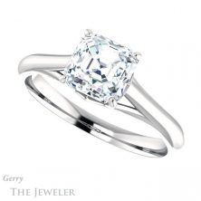 14k White Gold Asscher Cut Forever One Engagement Ring Setting #GTJ916-asscher-fo-w 5 14k White Gold Asscher Cut Forever One Engagement Ring Setting #GTJ916-asscher-fo-w