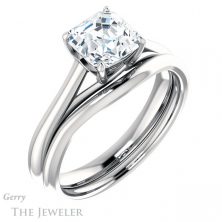 14k White Gold Asscher Cut Forever One Engagement Ring Setting #GTJ916-asscher-fo-w 6 14k White Gold Asscher Cut Forever One Engagement Ring Setting #GTJ916-asscher-fo-w
