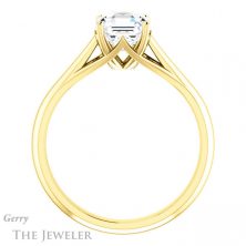 14k Yellow Gold Asscher Cut Forever One Engagement Ring Setting #GTJ916-asscher-fo-y