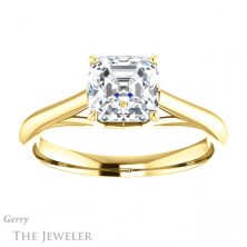 14k Yellow Gold Asscher Cut Forever One Engagement Ring Setting #GTJ916-asscher-fo-y