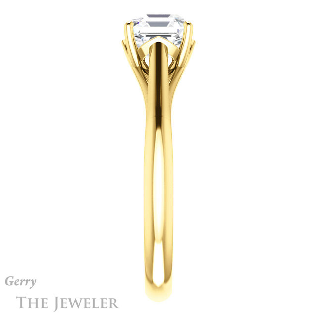 14k Yellow Gold Asscher Cut Forever One Engagement Ring Setting #GTJ916-asscher-fo-y