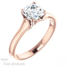 14k Rose Gold Asscher Cut Forever One Engagement Ring Setting #GTJ917-asscher-fo-r 4 14k Rose Gold Asscher Cut Forever One Engagement Ring Setting #GTJ917-asscher-fo-r