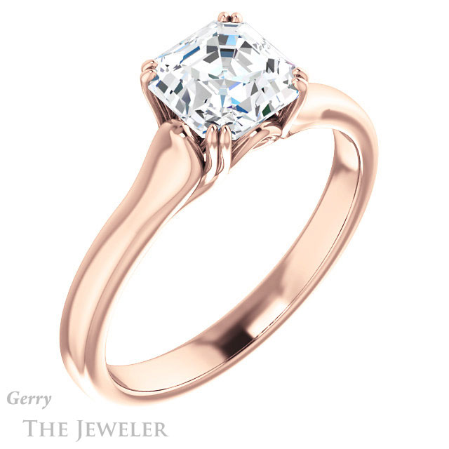 14k Rose Gold Asscher Cut Forever One Engagement Ring Setting #GTJ917-asscher-fo-r 4 14k Rose Gold Asscher Cut Forever One Engagement Ring Setting #GTJ917-asscher-fo-r