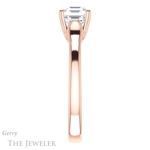 14k Rose Gold Asscher Cut Forever One Engagement Ring Setting #GTJ917-asscher-fo-r 3 14k Rose Gold Asscher Cut Forever One Engagement Ring Setting #GTJ917-asscher-fo-r