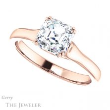 14k Rose Gold Asscher Cut Forever One Engagement Ring Setting #GTJ917-asscher-fo-r 5 14k Rose Gold Asscher Cut Forever One Engagement Ring Setting #GTJ917-asscher-fo-r