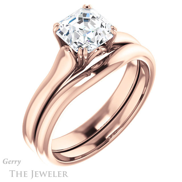 14k Rose Gold Asscher Cut Forever One Engagement Ring Setting #GTJ917-asscher-fo-r 6 14k Rose Gold Asscher Cut Forever One Engagement Ring Setting #GTJ917-asscher-fo-r